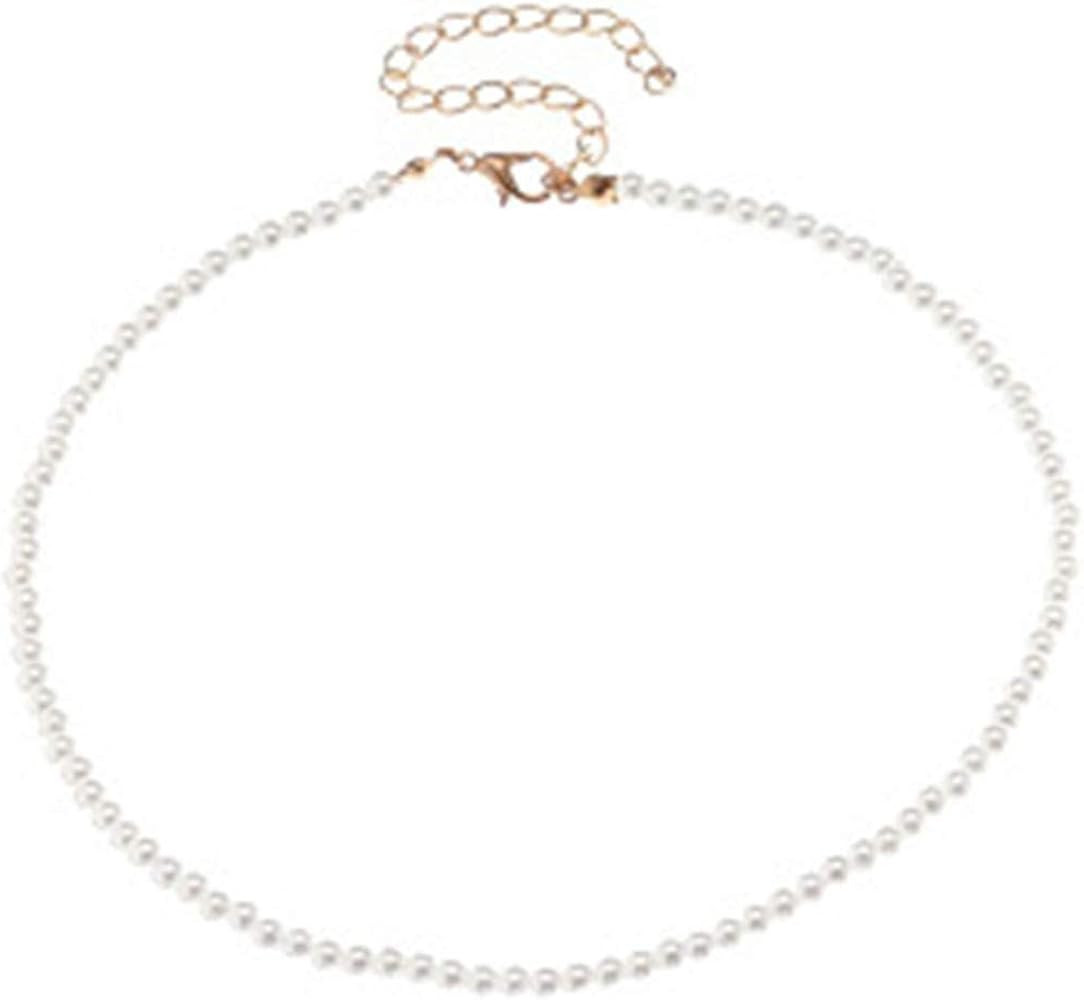 Set Multi Size Pearl Chain Link Adjustable Pendant Choker Necklace Stacking for Women Jewelry Dai... | Amazon (US)