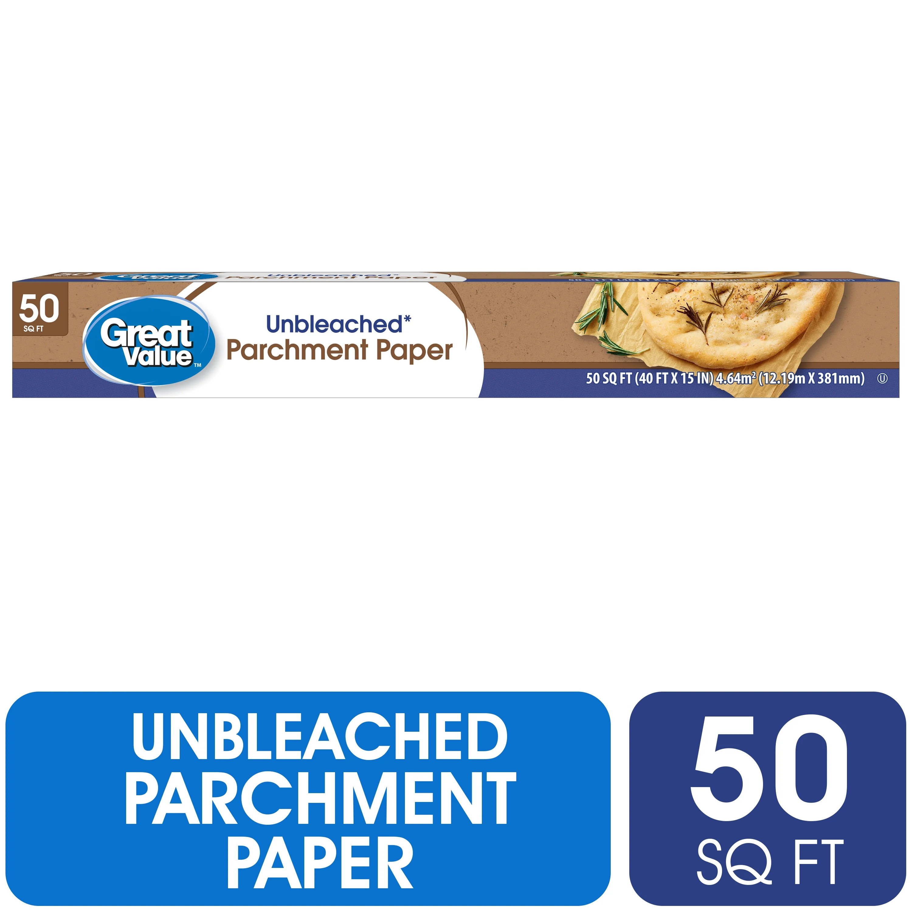 Great Value Unbleached Parchment Paper Roll, 50 Sq ft | Walmart (US)