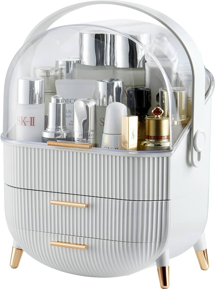 CANITORON Makeup Storage Organizer，Cosmetics Display Case with 2-Layer Storage Box and Transpar... | Amazon (US)