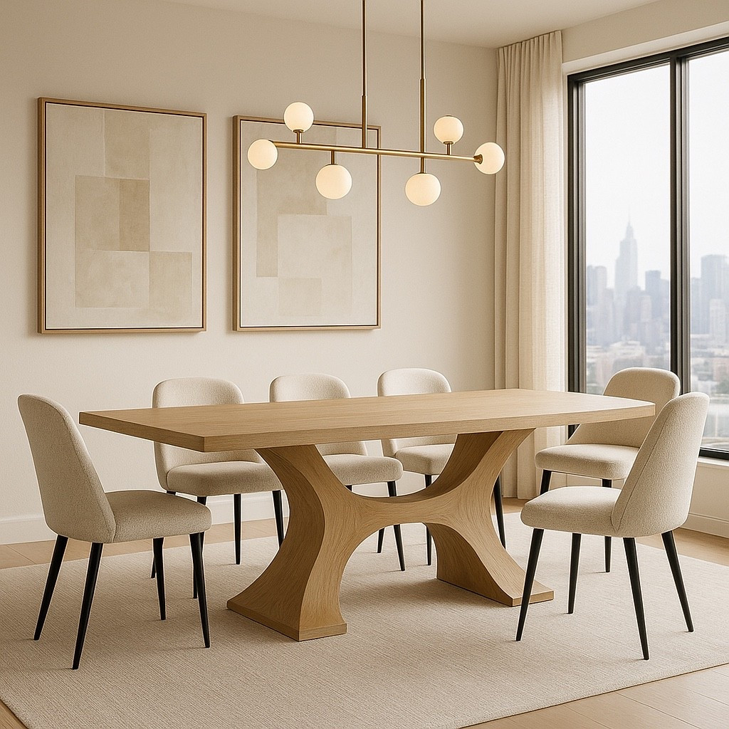 Soft modern dining room inspiration 🤍
A sculptural neutral wood table, cozy upholstered chairs, warm minimalist decor, and a beautiful statement chandelier — all set against a stunning New York skyline view.
Save this aesthetic for your dream apartment moodboard, dining room ideas, and neutral home inspiration ✨
#diningroominspo #neutralliving #neutralhome #warmneutrals #beigedecor
#moderndiningroom #softminimalism #scandinaviandecor #moderninterior
#statementlighting #nycinterior #apartmentdecor #interiorinspo #glowerastyle
#homedecorideas #luxuryapartment #diningroomideas #cozyhomevibes