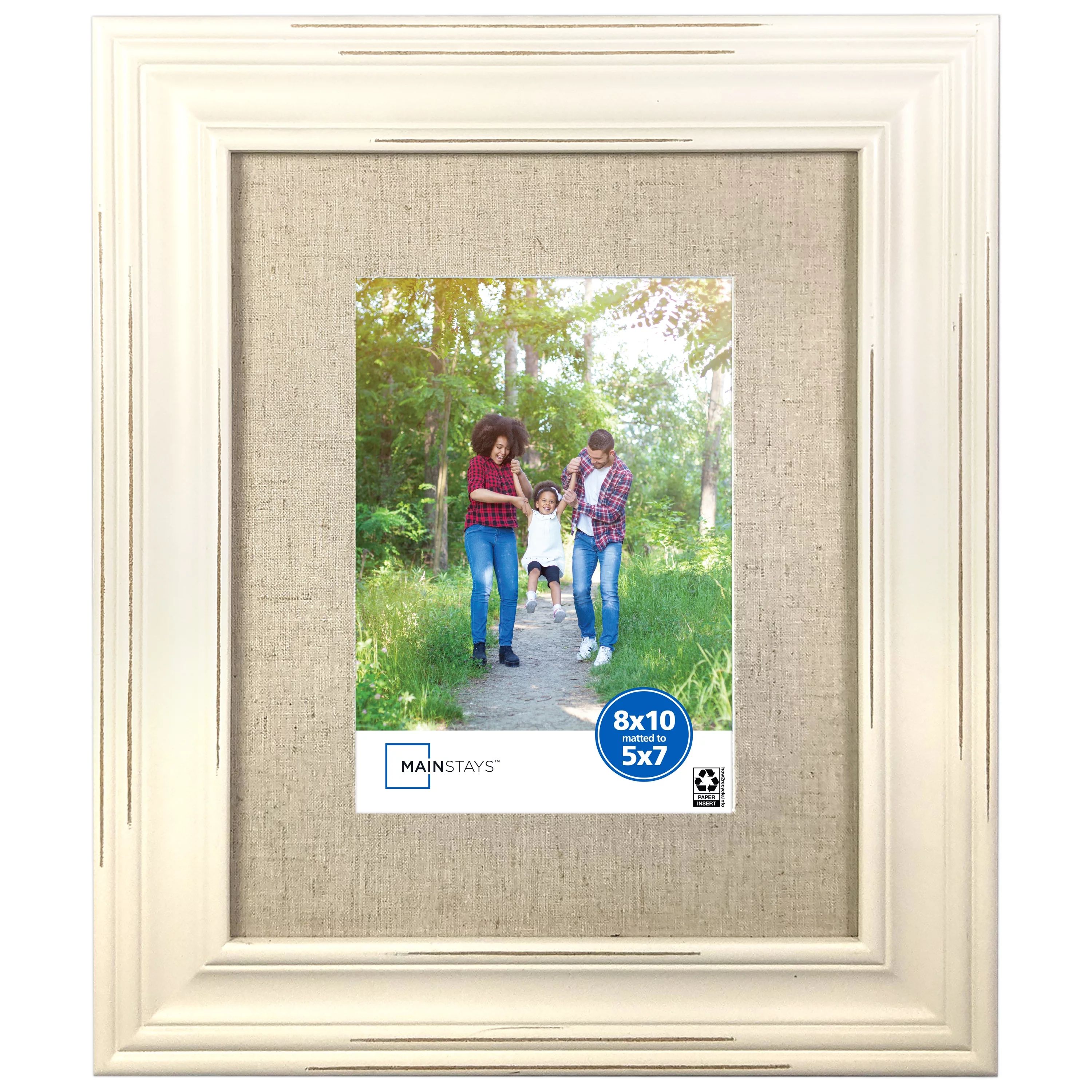 Mainstays 8” x 10” Matted to 5” x 7” White Distressed Picture Frame - Walmart.com | Walmart (US)
