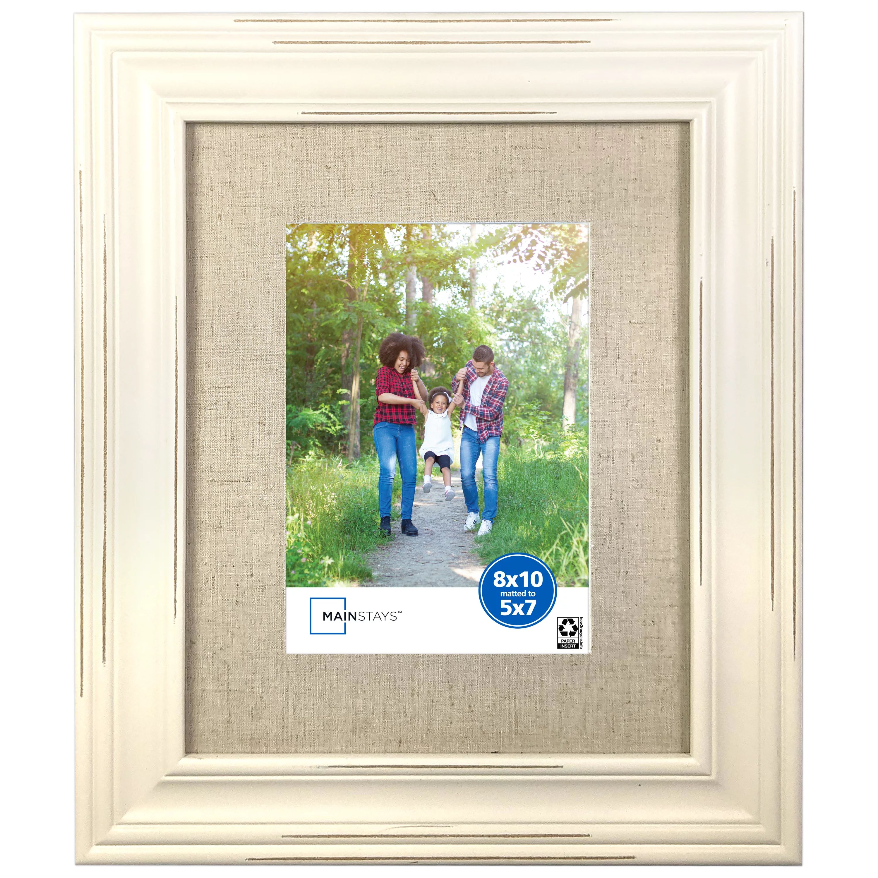 Mainstays 8” x 10” Matted to 5” x 7” White Distressed Picture Frame | Walmart (US)