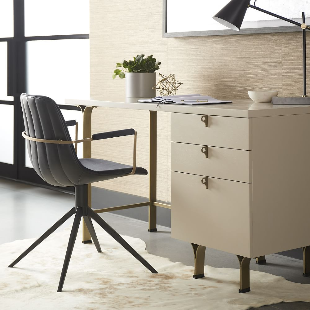 Simple Upholstered Swivel Dining Arm Chair | West Elm (US)