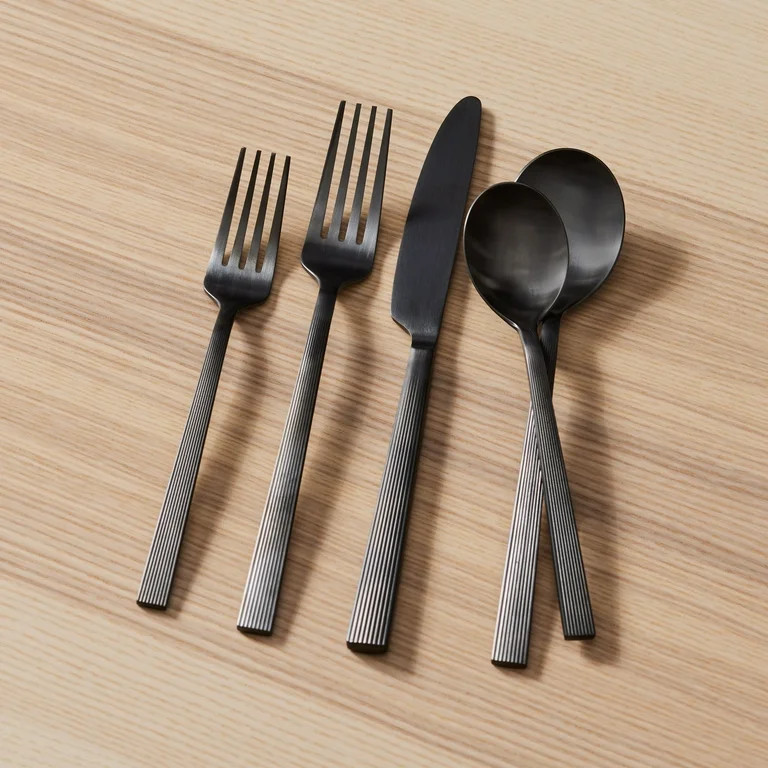 Better Homes & Gardens River 20-Piece Black Stainless Steel Flatware Set (Service for 4) | Walmart (US)