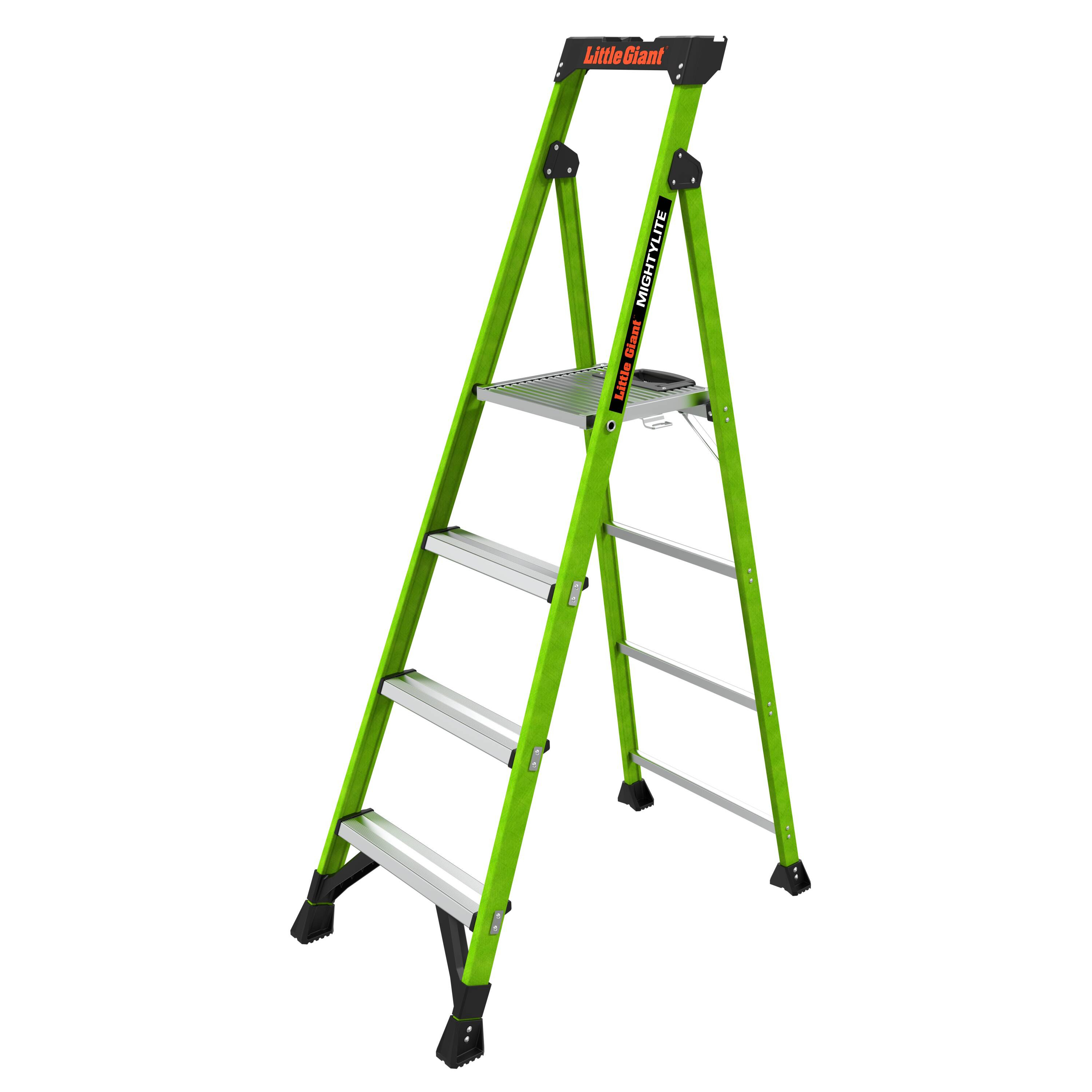 Little Giant Ladders Mightylite 6.02-ft ( 10.1-ft Reach Height ) Fiberglass Type 1A - 300 lbs. Load Capacity Step ladder in Green | 15396-002 | Lowe's