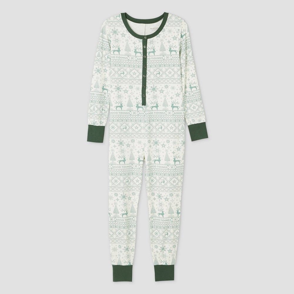 Women's Holiday 'Good Tidings' 1pc Pajama Green - Hearth & Hand with Magnolia XS | Target