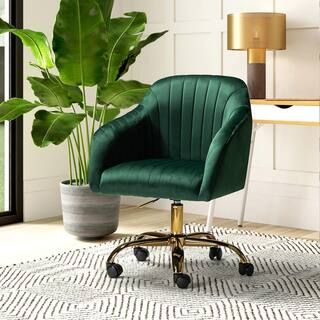 Jacinda Green Velvet Task Chair with Tufted Back | The Home Depot