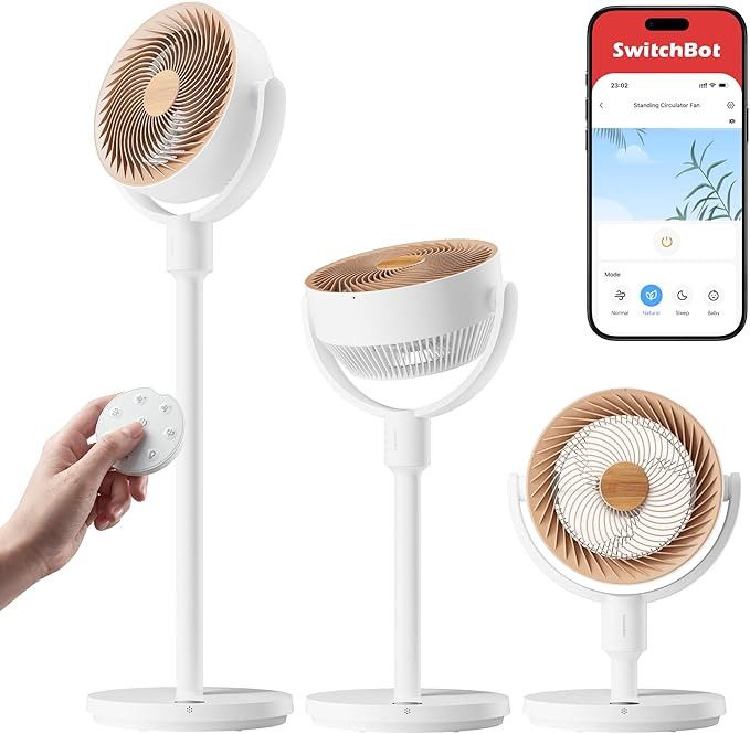 SwitchBot Smart Pedestal Fan, Rechargeable Oscillating Standing Fan for Bedroom, Corded & Cordles... | Amazon (US)