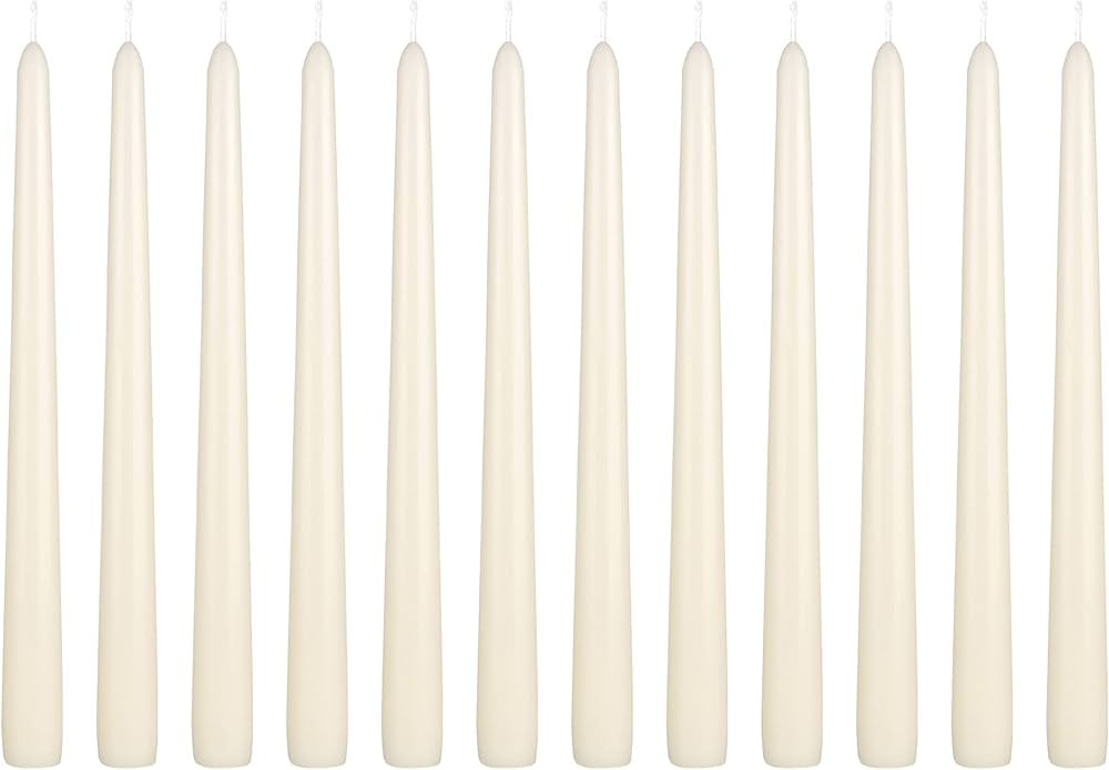 Mega Candles 12 pcs Unscented Ivory Taper Candle, Hand Poured Wax Candles 10 Inch x 7/8 Inch, Hom... | Amazon (US)