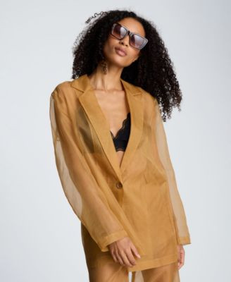 Kenneth Cole Women's Organza One-Button Notch Collar Jacket - Macy's | Macy's