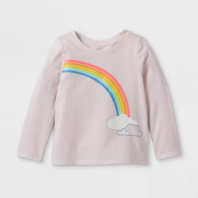 Toddler Girls' Rainbow Long Sleeve Graphic T-Shirt - Cat & Jack™ Light Pink | Target