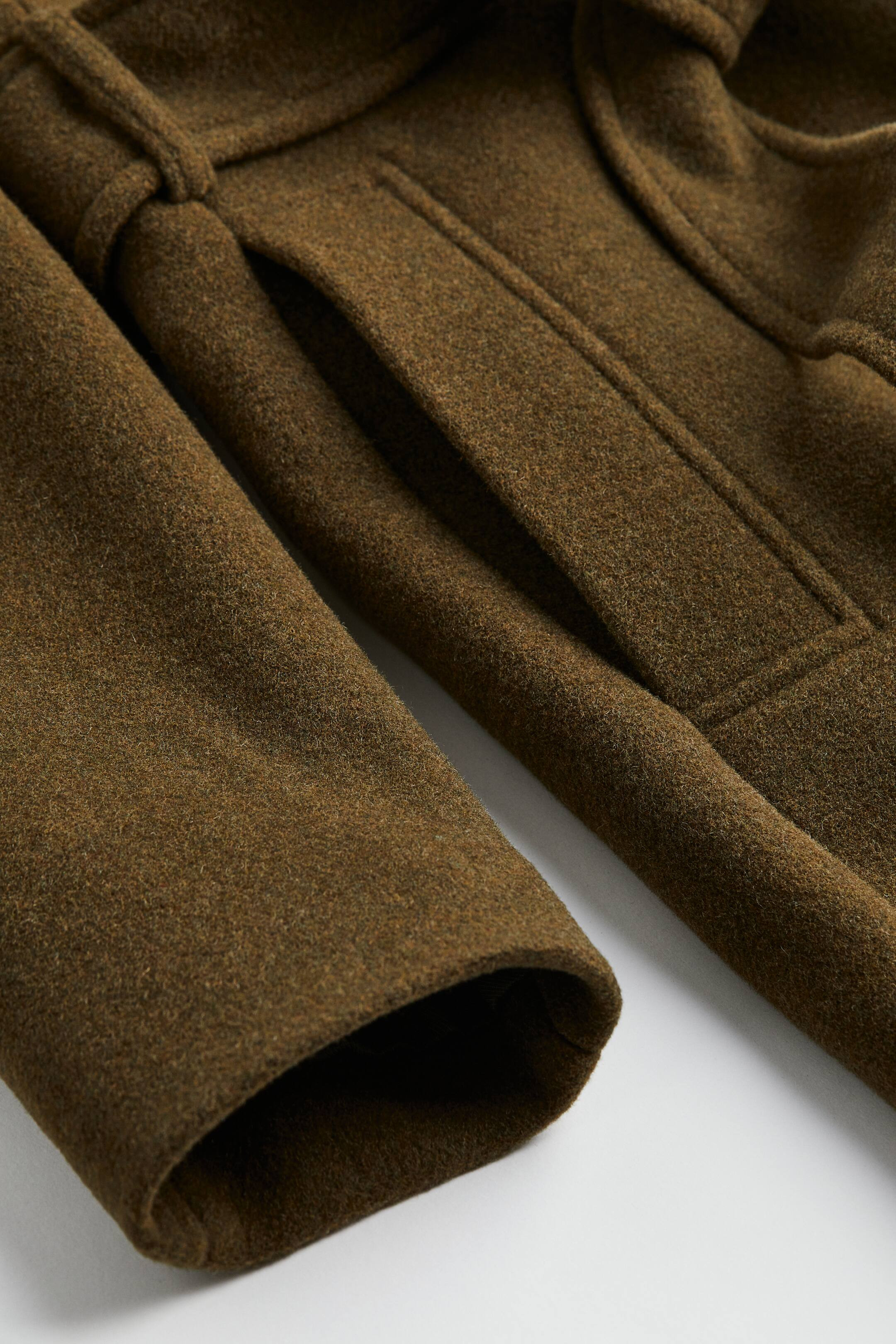 Wool-blend coat - Long sleeve - Midi - Dark khaki green - Ladies | H&M GB | H&M (UK, MY, IN, SG, PH, TW, HK)