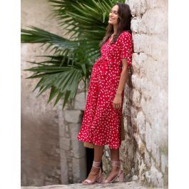Red Midi Wrap Maternity Dress | Seraphine 