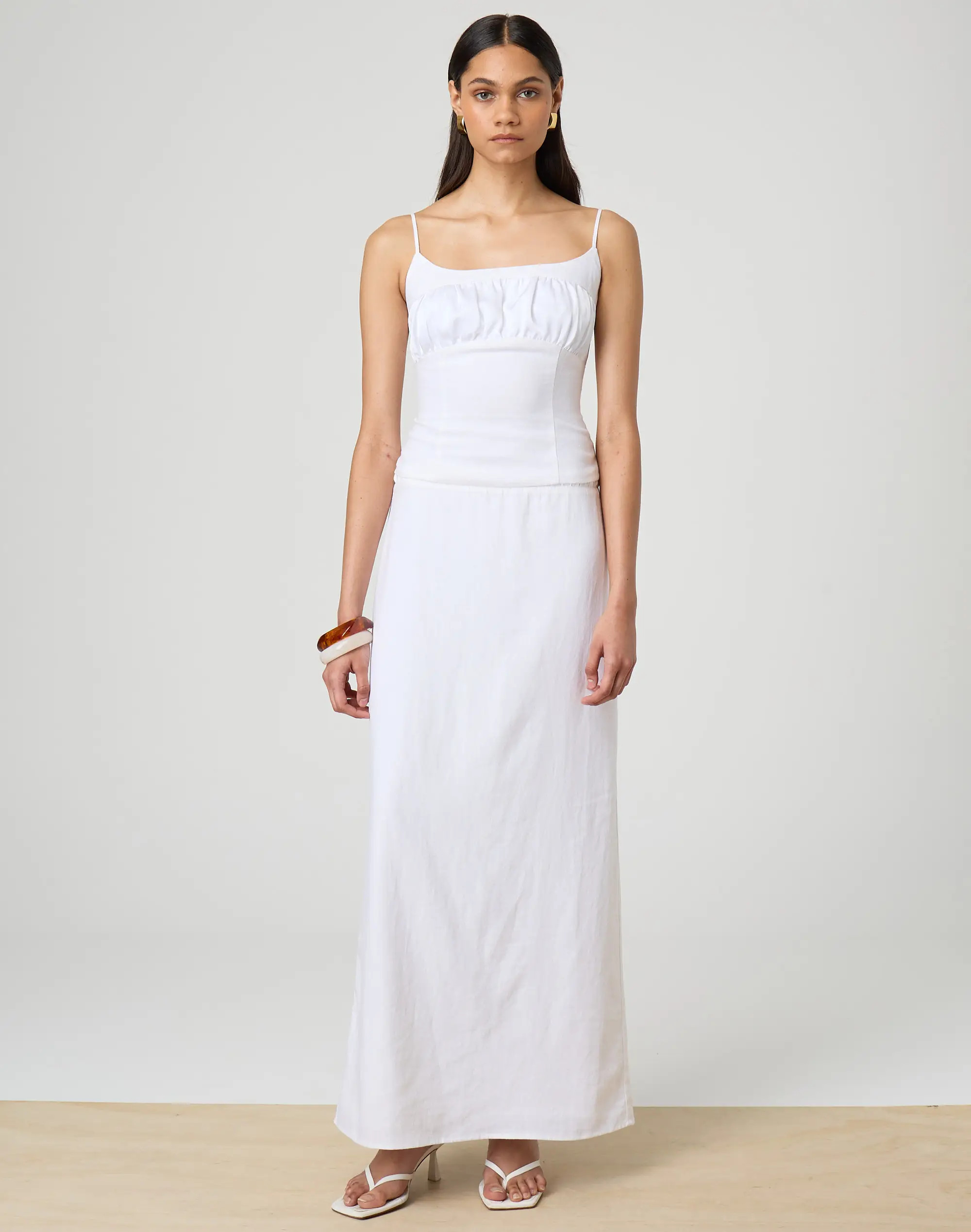 Ruched Satin Bust Linen Blend Cami | Glassons (Australia)