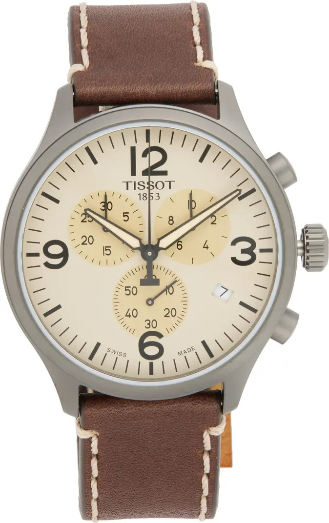 Chrono XL Leather Strap Watch, 45mm | Nordstrom