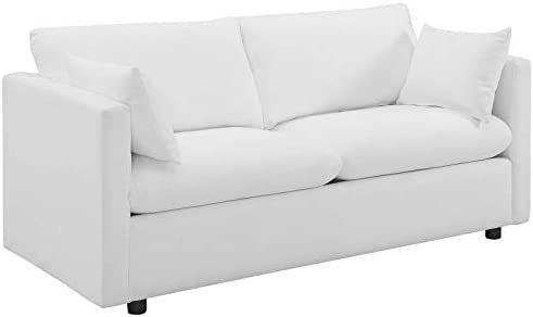 Modway EEI-3044 Activate Contemporary Modern Fabric Upholstered Apartment Sofa Couch In White | Amazon (US)