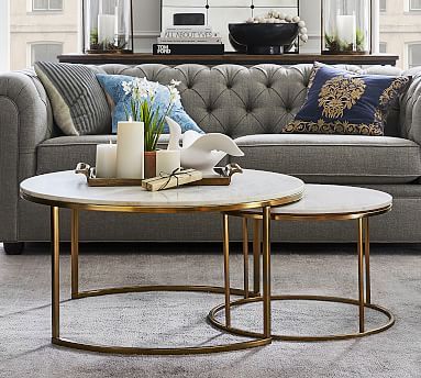 Delaney Round Marble Nesting Coffee Tables | Pottery Barn (US)