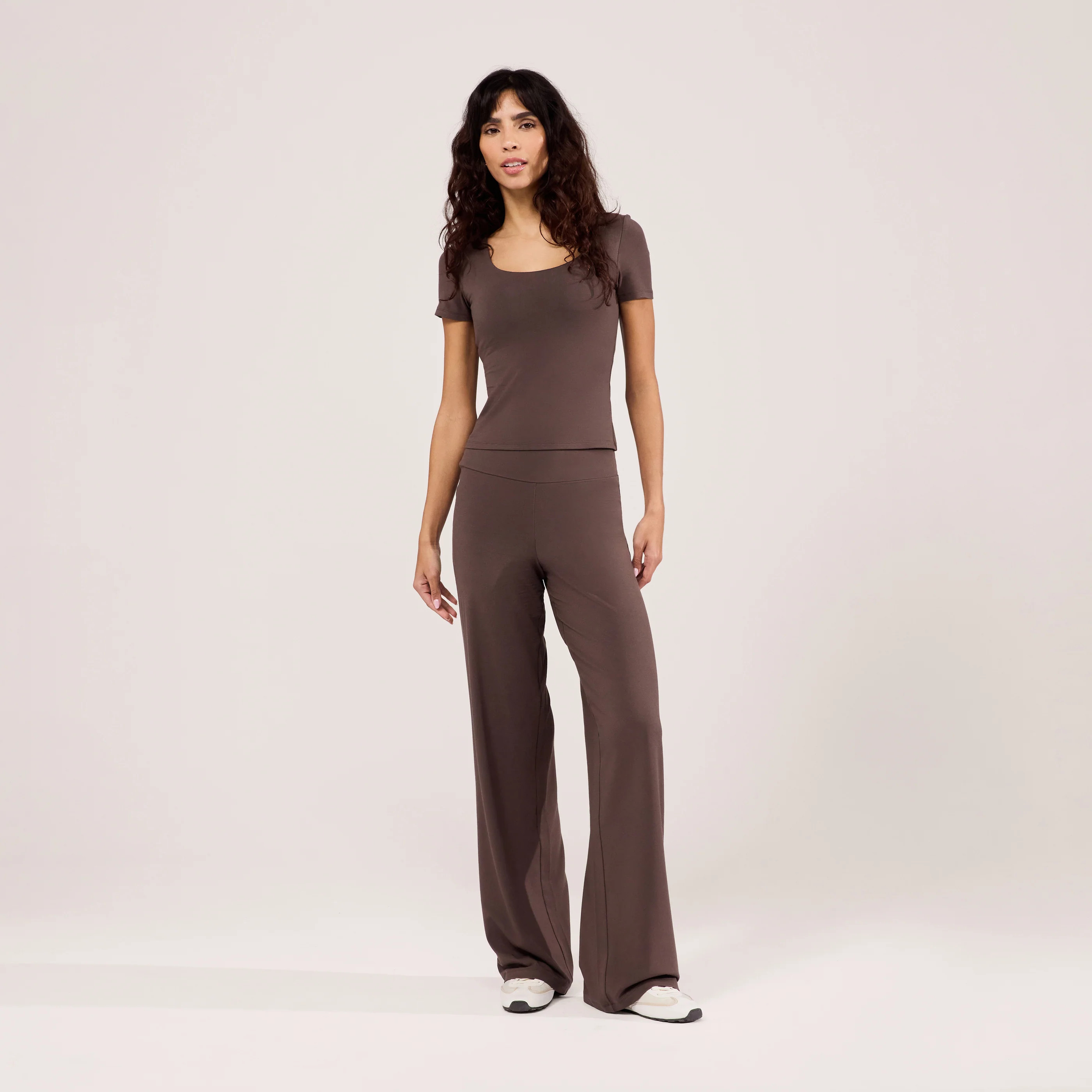 Lightweight Wide Leg Trousers | Espresso Brown | LOVALL