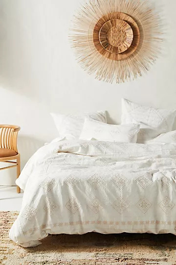 Embroidered Daisia Duvet Cover | Anthropologie (US)