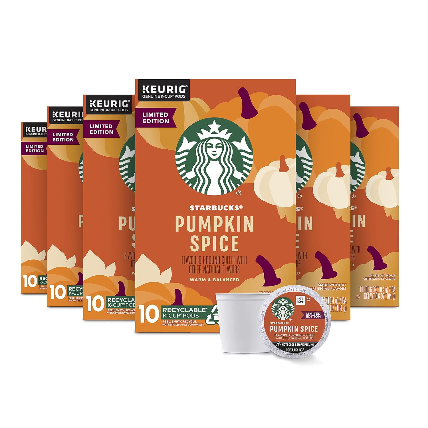 Starbucks K Cup Coffee Pods — Light Roast Coffee — Pumpkin Spice — Fall Limited Edition —... | Amazon (US)