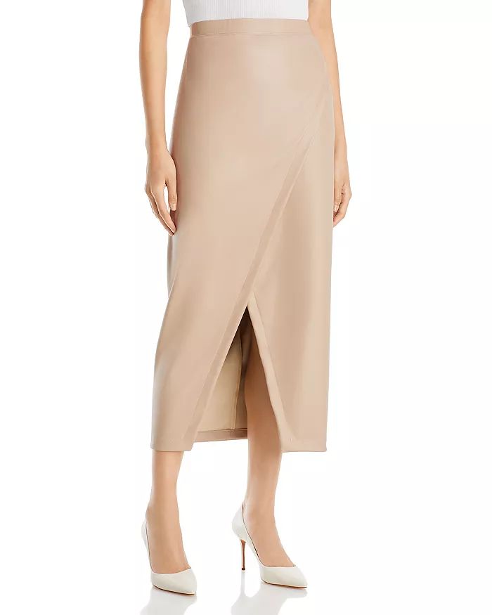 Faux Leather Faux Wrap Midi Skirt | Bloomingdale's (US)