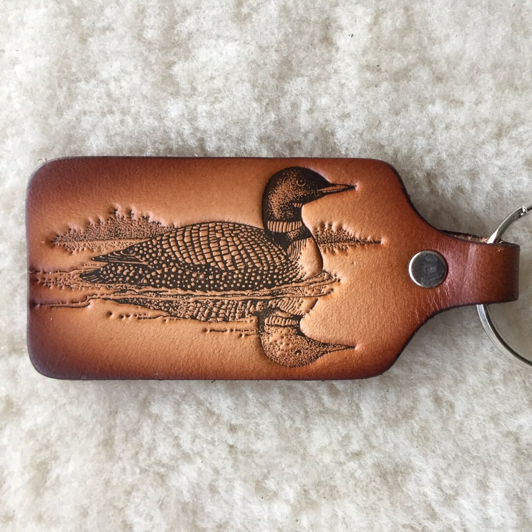 Handmade Leather Loon Key Tag - Etsy | Etsy (US)