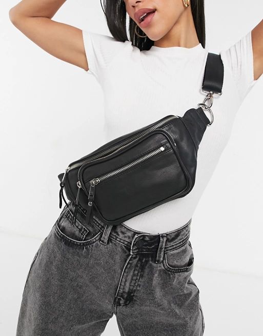 Topshop leather fanny pack in black | ASOS (Global)