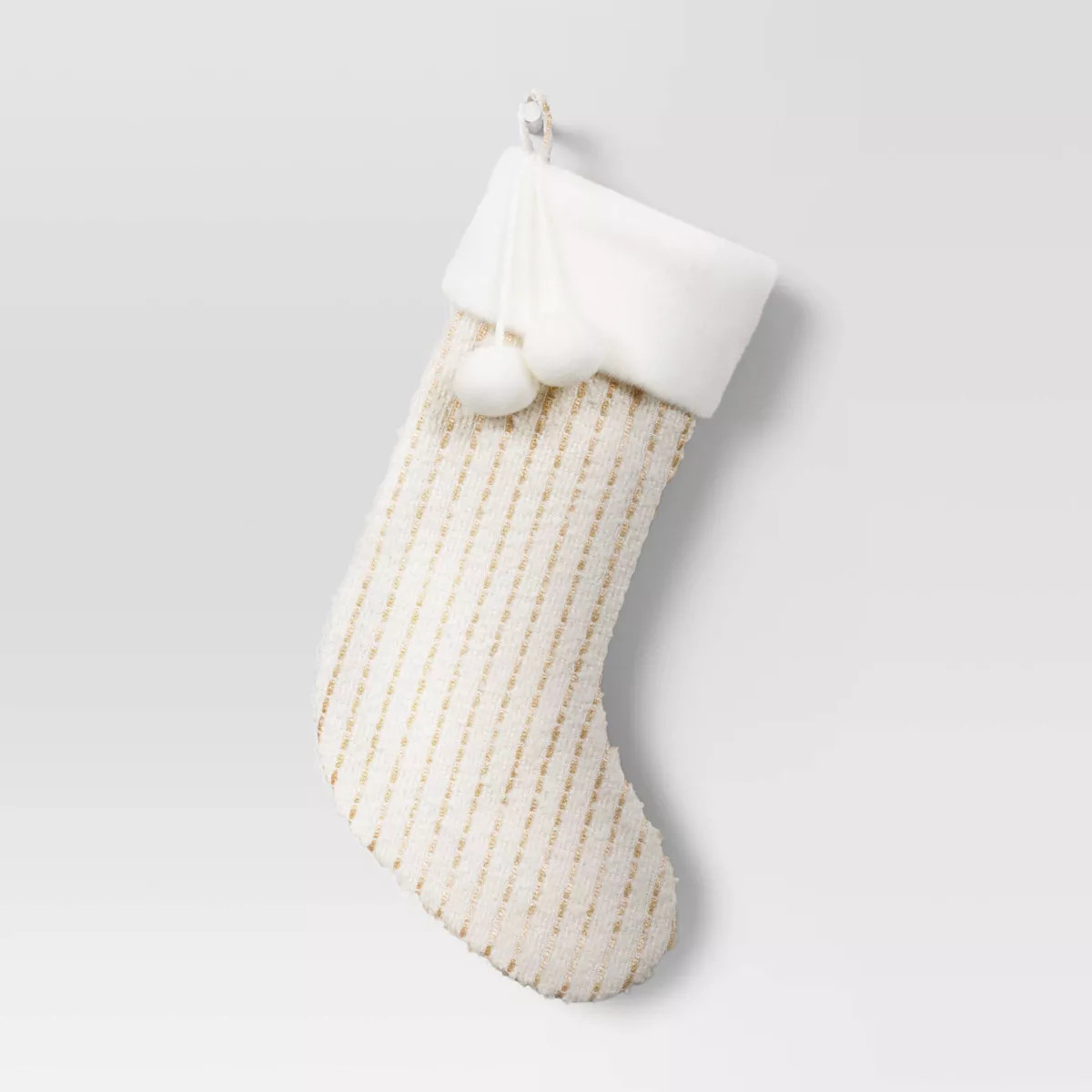 20" Metallic Striped Christmas Stocking with Pom Poms - Wondershop™ | Target