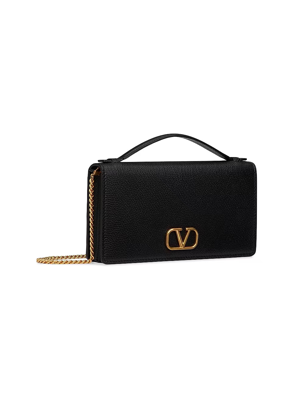Vlogo Signature Grainy Calfskin Wallet with Chain | Saks Fifth Avenue