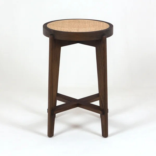 Solid Wood And Natural Rattan Bar Or Counter Stool | Wayfair North America