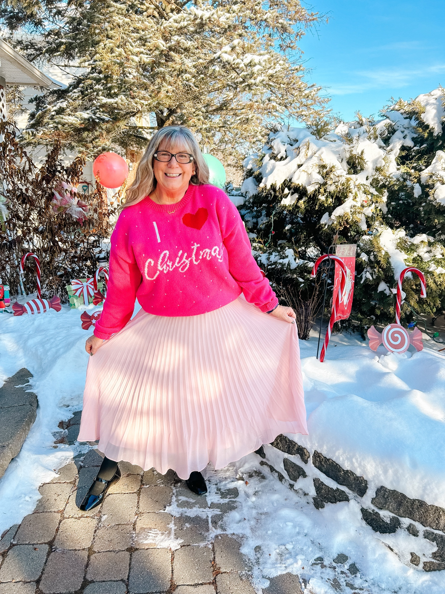 Christmas style in pink 

#LTKMidsize #LTKOver40 #LTKSeasonal