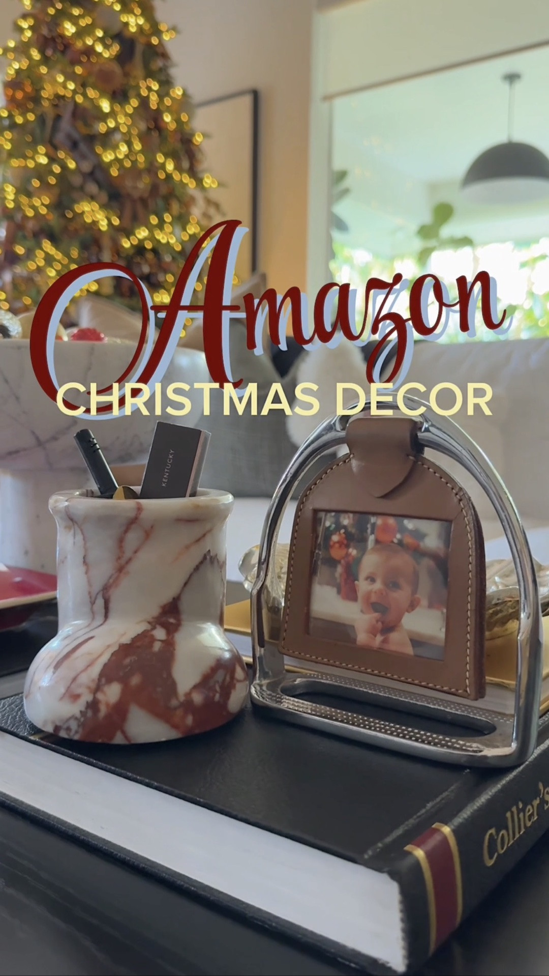 Amazon Christmas decor on sale! This marble boot is SO CUTE!!!