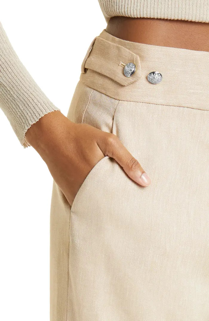 Aubrie Flare Crop Linen Blend Pants | Nordstrom