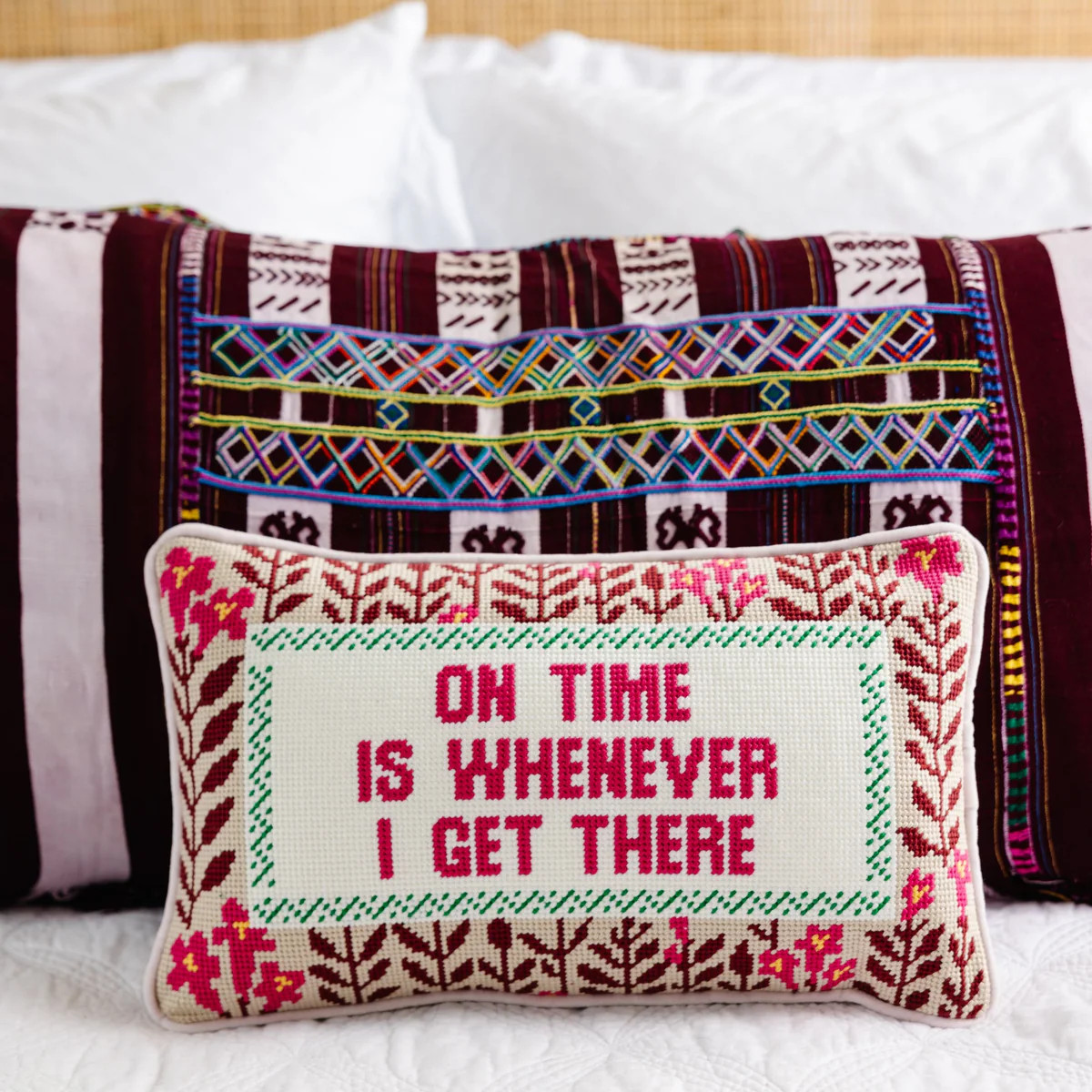Furbish Studio - On Time Needlepoint PIllow | Furbish Studio