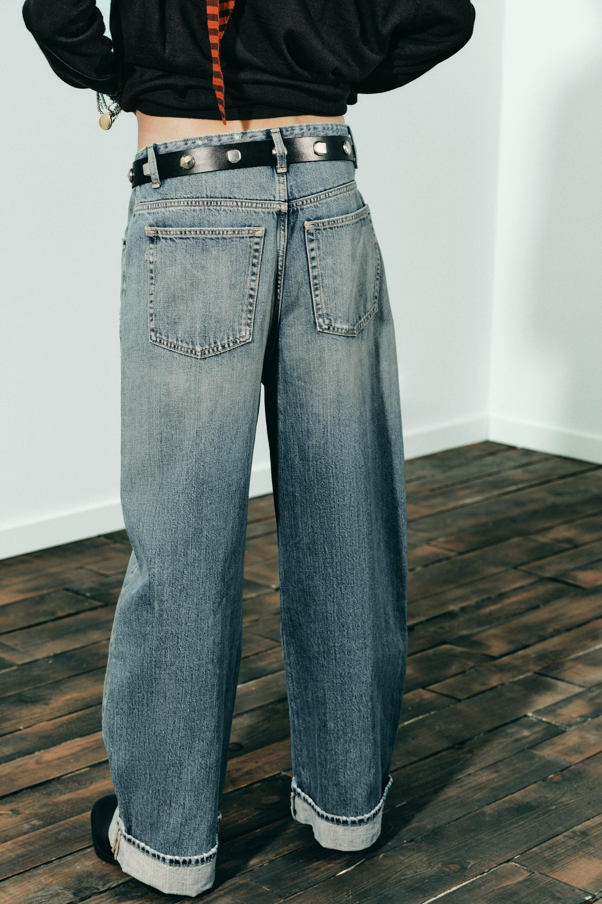 TRF MID-RISE BAGGY FOLDED JEANS | Zara US