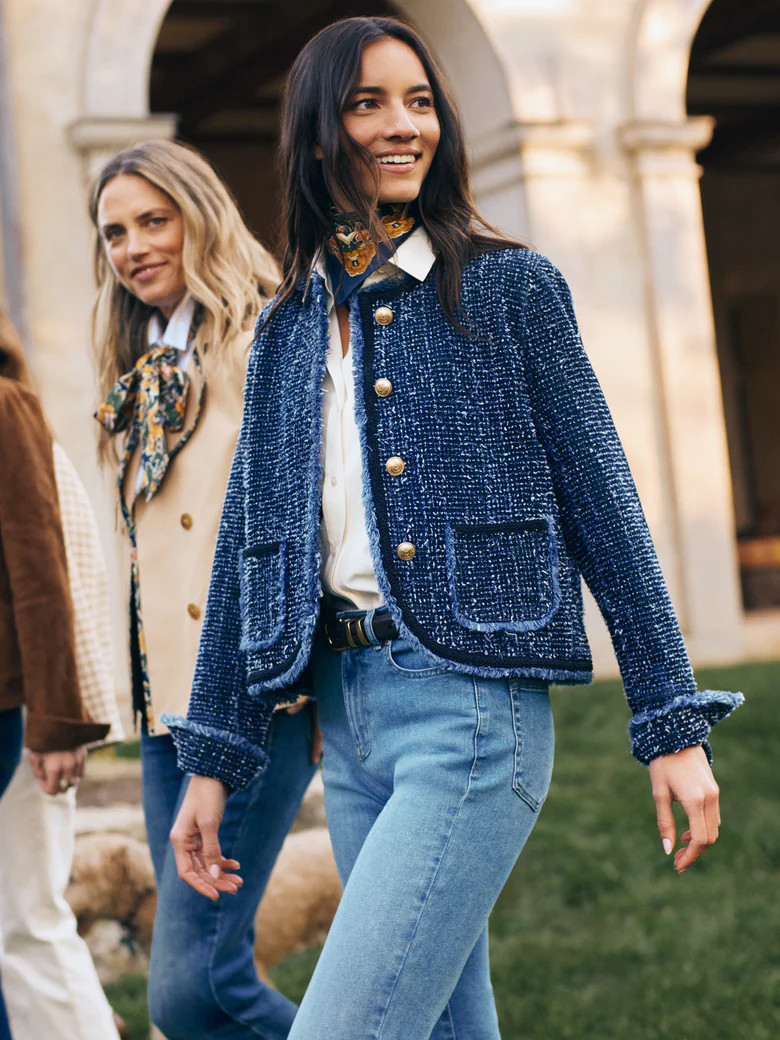 Navy/Multi Bucolic Blooms Kerchief Nikka Silk Scarf | Women's Scarves | J.McLaughlin | J.McLaughlin