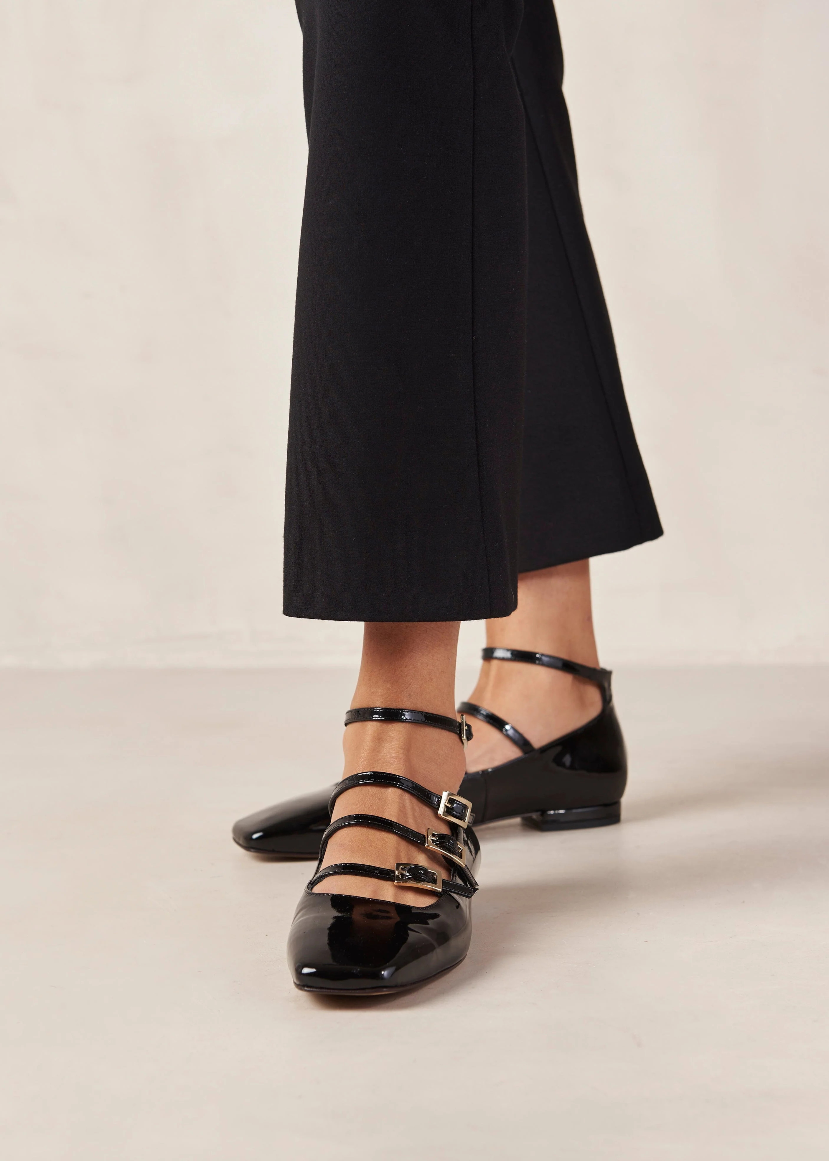 Luke - Black Patent Leather Ballet Flats | Alohas FR