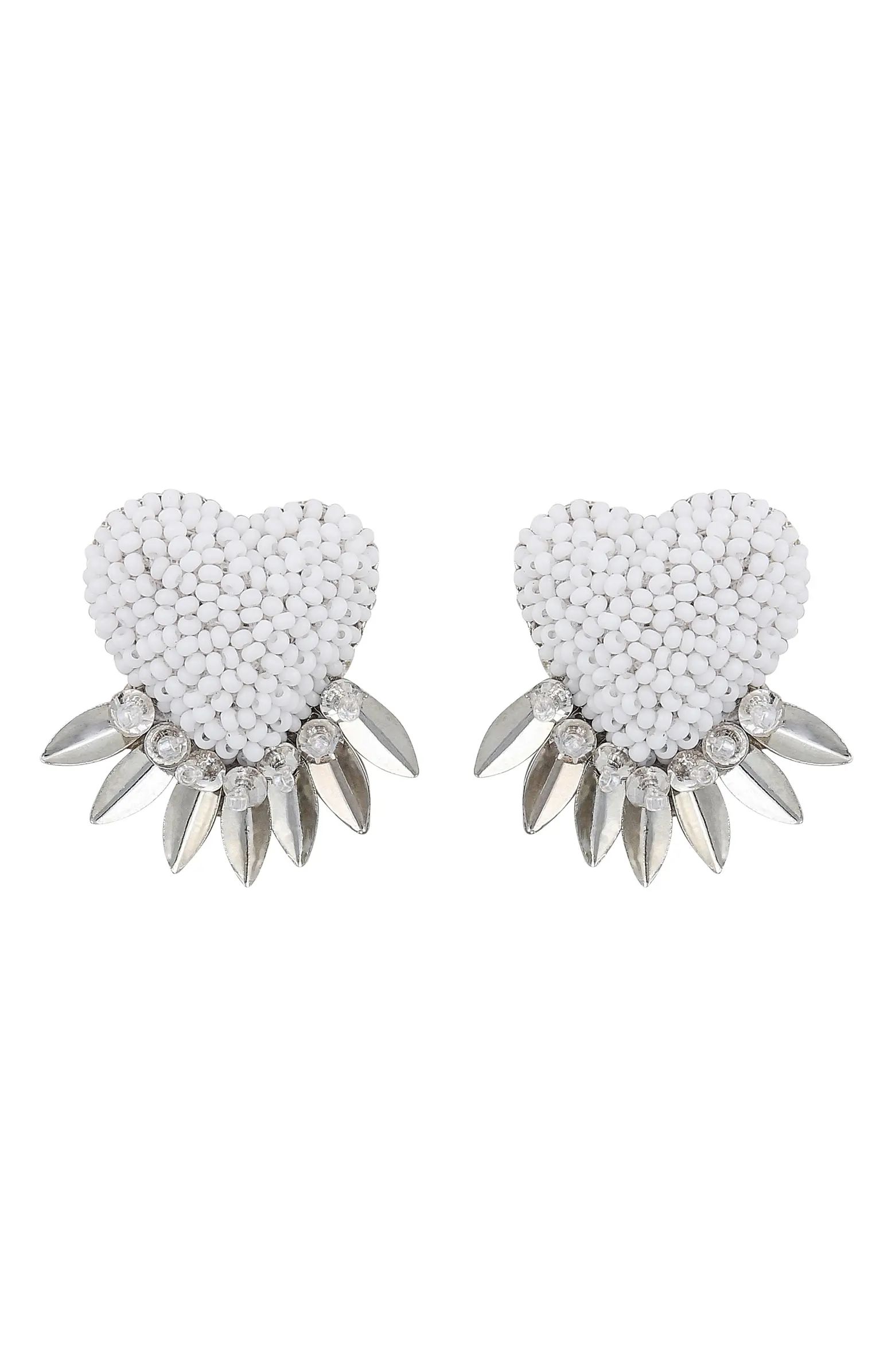 Deepa Gurnani Danika Beaded Fringe Heart Earrings | Nordstrom | Nordstrom