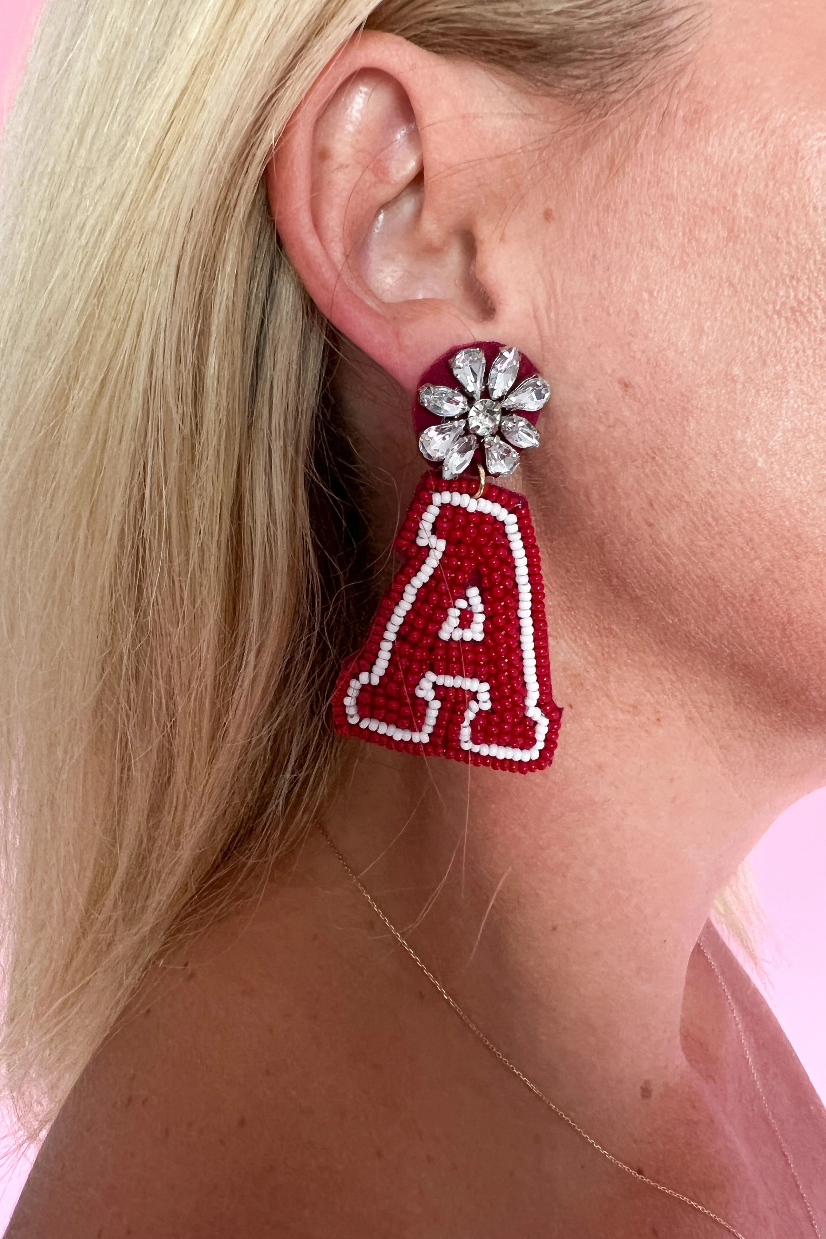 Beaded Letter "A" Earrings | Mimi Seabrook