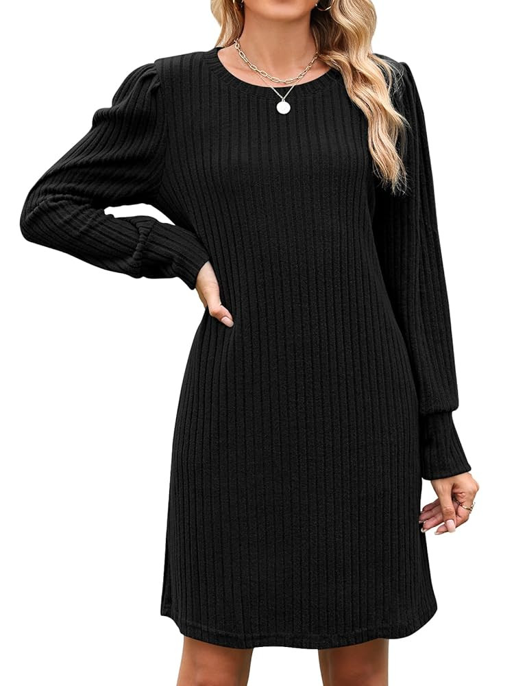 Naggoo Fall Dresses for Women 2025 Knit Crew Neck Tunic Dress Casual Winter Long Sleeve Sweater D... | Amazon (US)