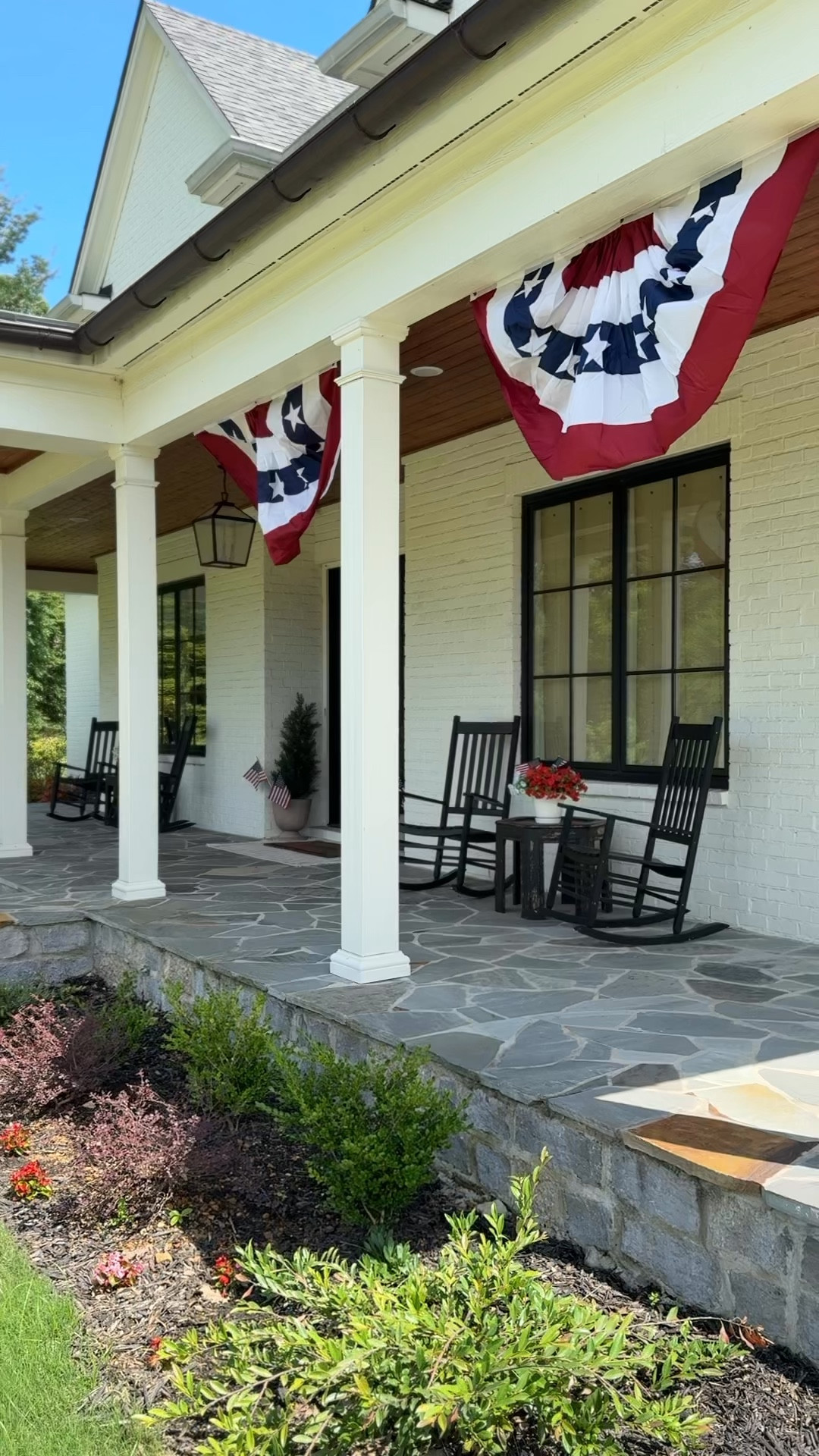 Summer is just around the corner, and last year I added simple patriotic bunting to our front porch for Memorial Day and left it up through the Fourth of July. I paired it with faux red morning glories for a little extra color and fullness, and it made the whole porch feel festive, welcoming, and easy to maintain all summer long. 🇺🇸

#LTKHome #LTKSeasonal