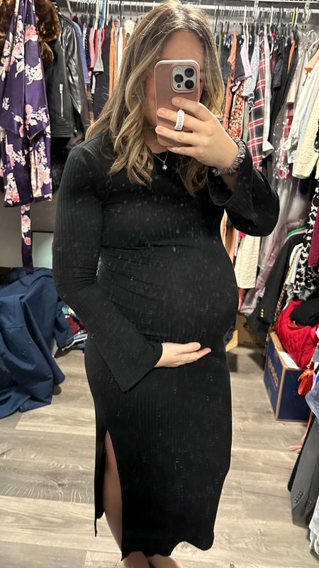 Favorite comfy maternity dress! And will be cute post partum, too! Wearing a size large. Currently in third trimester and 5'8"! 

#LTKstyletip #LTKworkwear #LTKbump
