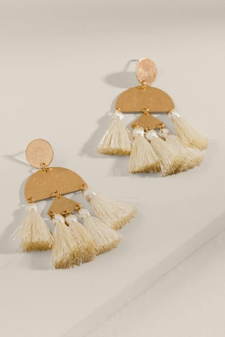 Sutton Tassel Earrings - Ivory | Francesca’s Collections