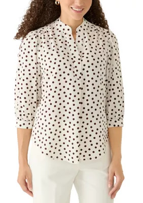Petite Y-Front Smocked Cuff Blouse | Belk