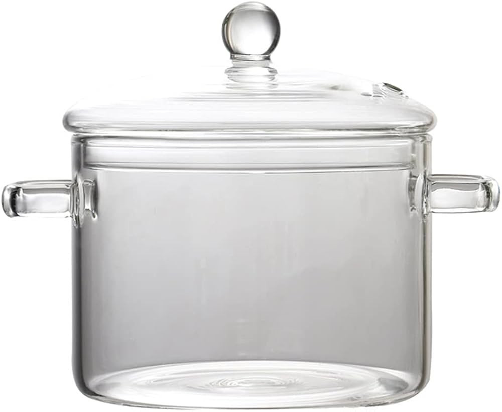 Angoily Glass Saucepan with Cover, 1. 35L Heat- resistant Glass Stovetop Pot with Lid, Clear Stov... | Amazon (UK)