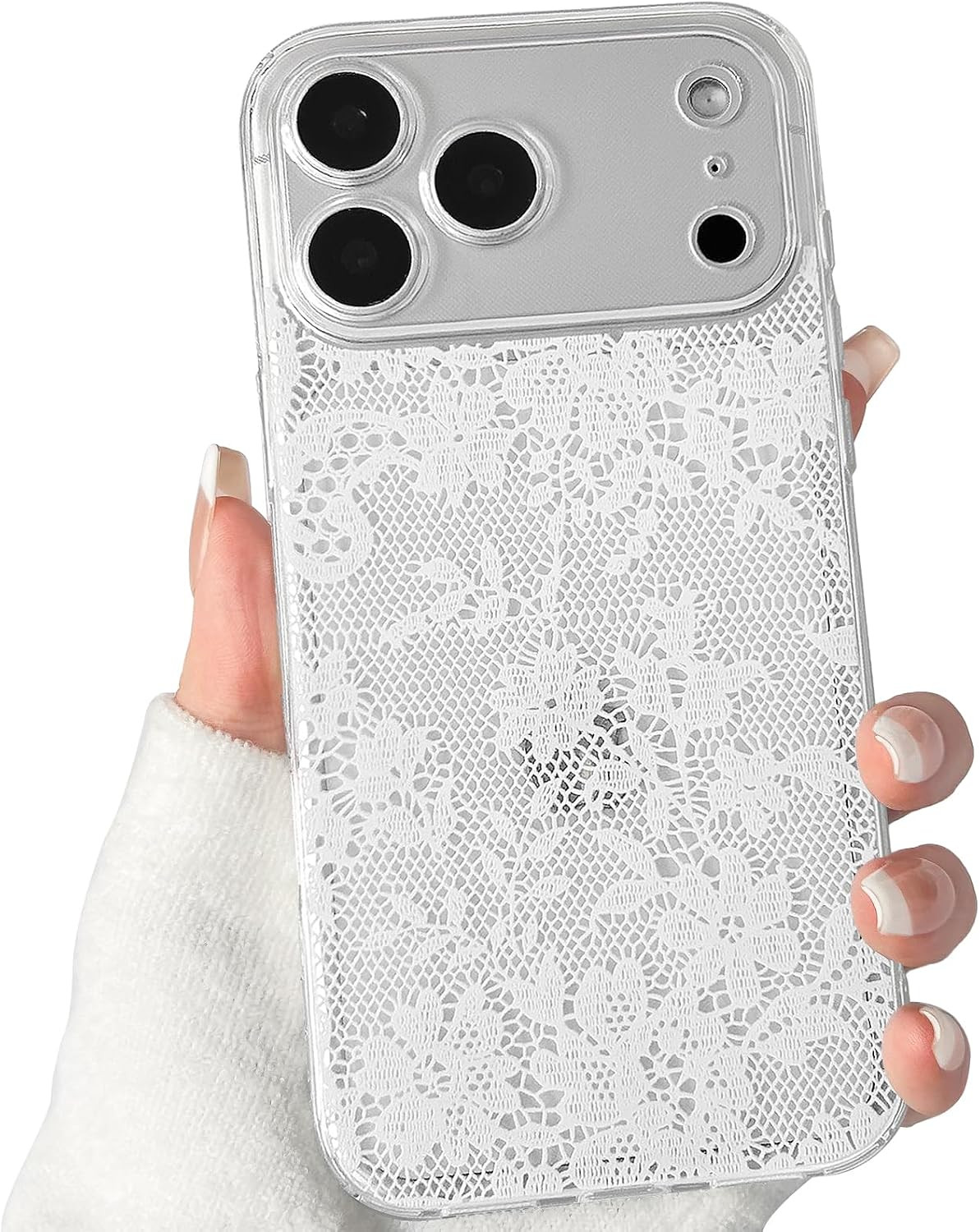 Lovmooful Compatible for iPhone 17 Pro Max/iPhone 18 Pro Max Case Lace Flower-White | Amazon (US)