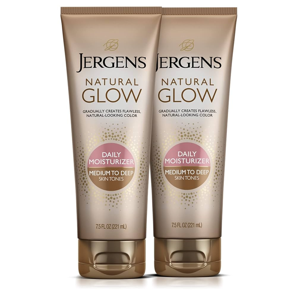 Jergens Natural Glow Self Tanner Body Lotion, Daily Sunless Tanning, Medium to Deep Skin Tone, Da... | Amazon (US)