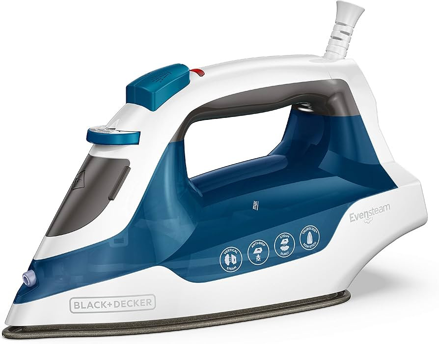 BLACK+DECKER Easy Steam Compact Iron, IR06V, Dual Position Cord, TrueGlide Non-Stick Soleplate, V... | Amazon (US)