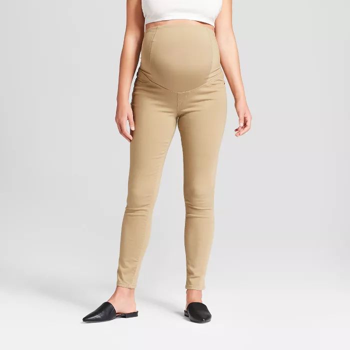 Maternity Crossover Panel Skinny Jeans - Isabel Maternity by Ingrid & Isabel™ Tan | Target
