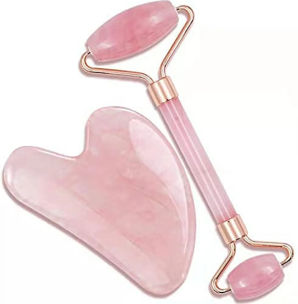 Jade Roller & Gua Sha, Facial Beauty Roller sets, Rose Quartz Massager for Face, Eyes, Neck, Reli... | Walmart (US)